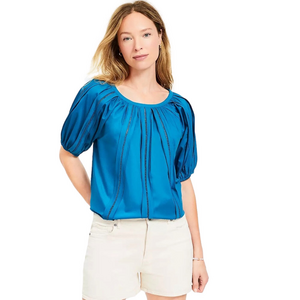LOFT Cutout Raglan Sleeve Blouse Deep Turquoise Medium